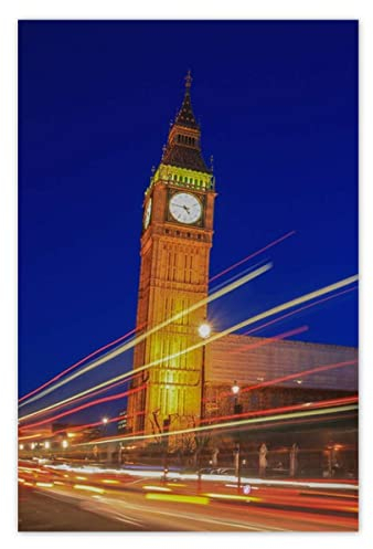 Wandtattoo, Deko-Aufkleber, 62 x 93 cm, Big Ben bei Nacht, Nr. H290Y_NS1DJ