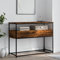 FENLAX Table console avec tiroir 100 x 40 x 75 cm - Table de couloir avec tiroir - Buffet avec étagères - Table d'appoint - Table de téléphone - Table basse en bois et métal - Chêne fumé