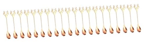 Cabilock 20 Piezas cuchara de alce de dibujos animados agitador de espresso cucharas para festivas talheres aco inocidavel cucharillas cuchara de acero inoxidable cuchara de metal