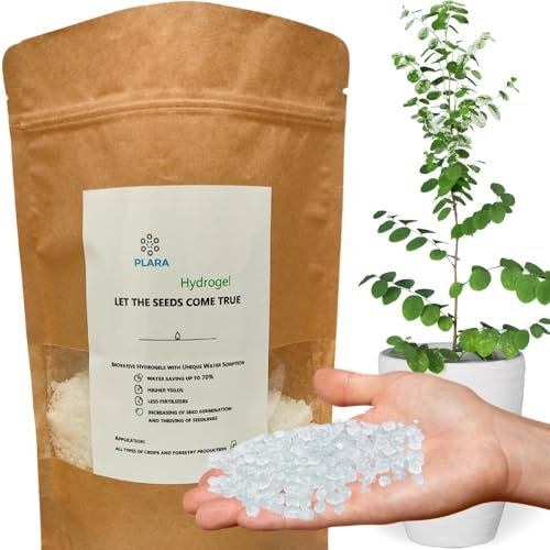 Plara Hydrogel 5KG für Wasserspeicher für Pflanzen | Feuchtigkeitsregelung Fürpflanzen Substrat | Wasserspeicher Granulat | BIO Superabsorber Granulat für Langsame Wasserabgabe