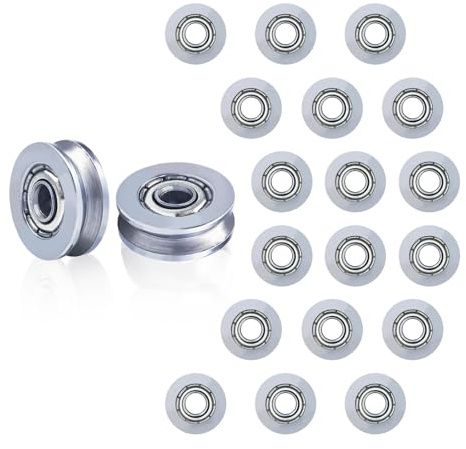 20-teiliges V-Nut-Lager, V623ZZ-Riemenscheibenlager aus Kohlenstoffstahl, Miniatur-Riemenscheibenlager für lineares Schienenbewegungssystem (3 * 12 * 4mm)