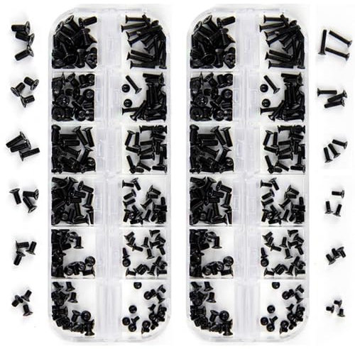 pekifaves 480 Stück PC Schrauben sortierten Set, M2 M3 M2.5 Computerschrauben Schwarz Mikro Bolzen Schrauben für Universal Laptop PC Computer Reparatur Zubehör Zurück