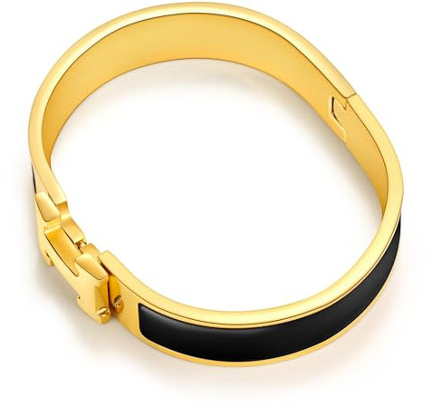 Kelayshia Armband Damen mit Buchstaben,316L Titan-Stahl Armreif Damen,Nagel Armreif,Dupes Armband Damen Gold,7.5 Zoll Gold Schwarzes Armreif,Armband Gold,Gold Armband für Damen,Armreif Gold Damen