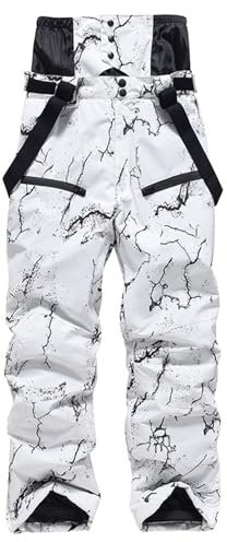 Ski-Latzhose für Damen, isolierte Ski-Lätzchen, wasserdicht, winddicht, wasserdicht, Snowboard-Overall, Hose, Winter, Schnee, Snowboardhose, Damen-Ski-Lätzchen, weiß, XXL