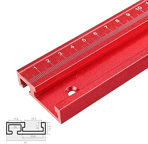EYRMQWJPC T-Track Miter Track, 45 Type with Scale Aluminum Alloy Woodworking T-Slot Miter T-Track Jig Fixture Slot for Table Saw Router Table Bandsaws Workbench(800mm)