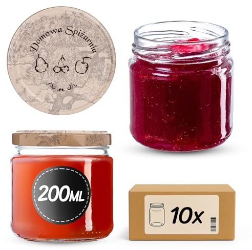 KADAX Lot de 10 bocaux en verre 200ml Ø66 – avec couvercle à vis hermétique, lavables au lave-vaisselle, pour confitures, miel, conserves et épices