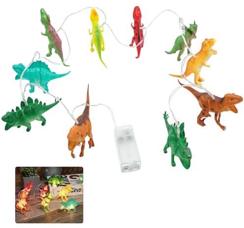 LED-Lichterkette Dinosaurier 1,5 m, Lichterkette Deko Lampe für Innenbeleuchtung mit 10 Dinosaurier Warmweiße Glühbirnen, Dino Lampe Innen für Kinderzimmer Balkon Party Weihnachten