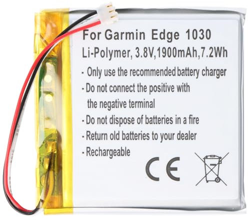 Akku kompatibel mit Garmin Edge 1030, Li-Polymer, 3,8V, 1900mAh, 7,2Wh