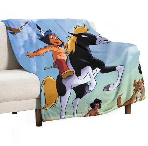 DIDUOMAN Anime Yakari, eine spektakuläre Reise, Poster, Fleece-Decken für Bett, Couch, Sofa, dicke und warme Flanelldecke, weicher flauschiger Plüsch für alle Jahreszeiten, 127 x 152,4 cm