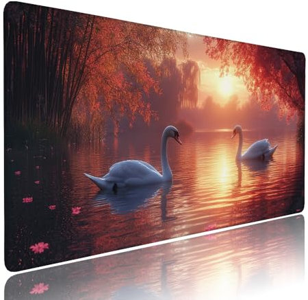 Grand Tapis de Souris XXL Noir Tapis Bureau avec Base Anti-Dérapage, Design Durable et Imperméable, sous Main à Bords Cousus Clavier Mouse Pad Coucher Soleil 1200x600x3mm pour Gamer PC Portable d-403