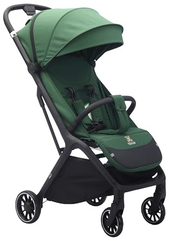 MOCCA Baby Compact Lightweight Travel Stroller Pushchair for Toddlers Up to 4 Years (22 kg), One-Hand Fold, Extra-Large Hood, 5-Point Harness, Adjustable Calf Support – Green