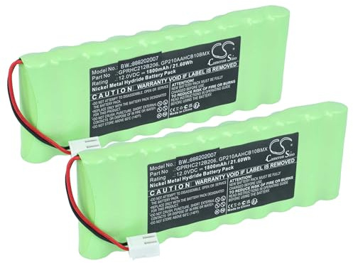 vhbw 2X Akku kompatibel mit Roto SF G4, SF G3, WDT-S, SF G2, RT2 Rollladenantrieb Torantrieb Drehtorantrieb Garagentorantrieb (1800 mAh, 12 V, NiMH)