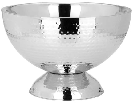 Flaschenkühler Ø 32 cm aus Edelstahl gehämmert - doppelwandiger Sekt- und Champagnerkühler für stilvolle Kühlung auf Tafel, Bar, Buffet, Events, Gastronomie, Empfang und festliche Anlässe