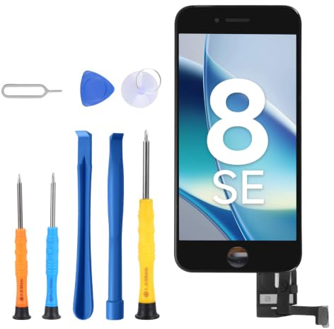 Vefacxy Für iPhone 8 / SE 2020 Display, Ersatz Set 4,7 Zoll 3D Touch Bildschirm mit Rahmen Digitizer inkl, Reparatur Werkzeug & Displayschutz(Modelle A1863 / A1905 / A1906)