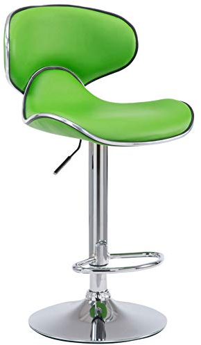 CLP Barhocker Las Vegas V2 Mit Kunstlederbezug I Thekenhocker Mit Fußstütze I Tresenhocker Mit Trompetenfuß I Barstuhl Höhenverstellbar, Farbe:grün, Gestell Farbe:chrom