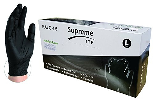 Extra Strong 4.5 mil Thick Heavy Duty Black Nitrile Powder & Latex Free Disposable Gloves Tattoo Mechanic (Box of 100, Mutliple Sizes) (Small)