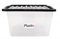 Plastix 35L 35 LITRE Clear Plastic Storage Box With Black Lid Home Office Stackable UK Made