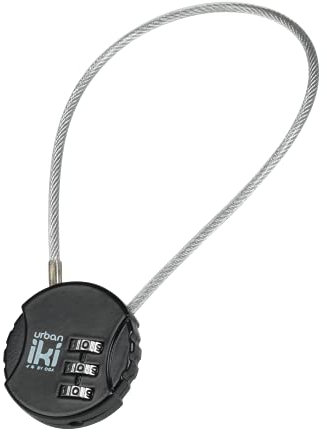 Urban Iki - Kabelschloss für den Vordersitz - 3-stelliger Code - Diebstahlsicherung - Zahlencodeschloss - Schwarz