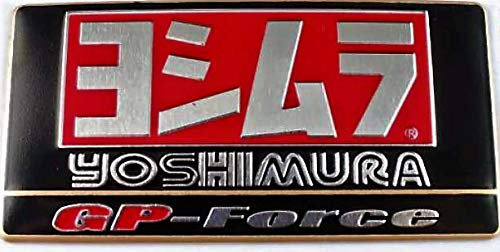 ADESIVO YOSHIMURA GP-FORCE ALLUMINIO STICKER 3D ALTE TEMPERATURE SCARICO EXHAUST RETTANGOLARE 9cm x 4,5cm