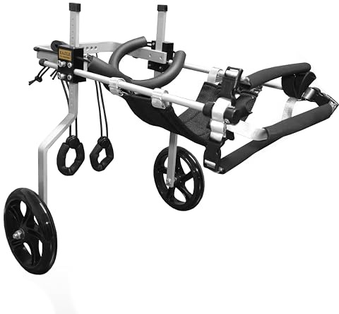 KAJILE Verstellbarer 2-Rad-Hunderollstuhl, XL-2 Größe für behinderte Hund Hinterbeine Rehabilitation, geeignete Höhe 50-65cm, Breite 21-28cm, Länge 30-40cm