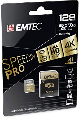 Emtec SpeedIN PRO 128 GB microSDXC Speicherkarte, Class 10, UHS-I (U3), V30