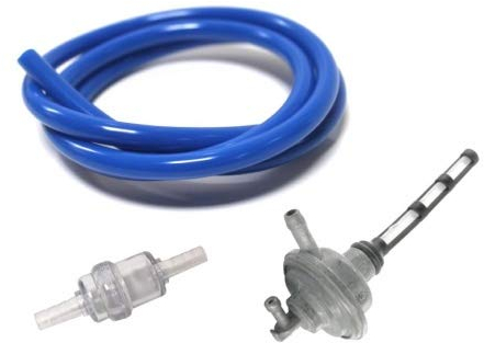 Benzinhahn, Benzinfilter & blauer Benzinschlauch passend für Piaggio TPH, Peugeot Speedfight, Yamaha Aerox – Einbaufertiges Set passend für diverse Roller & Scooter