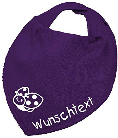 Halstuch Marienkäfer mit Namen oder Wunschtext individuell personalisiert Baby Kleinkind 0-3 Jahre, Halstuch Farbe:dunkellila