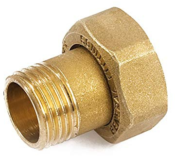 Messing Verschraubungsteile 3/4 Zoll AG x 1 Zoll IG-Überwurfmutter flachdichtend 2- teilig als Verschraubung für Anschluss der Wasserzählerverschraubung