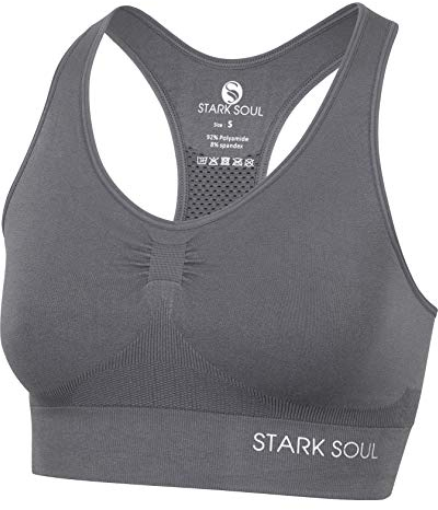 STARK SOUL Bra Light Support - Sport BH doppellagig für Damen - dunkelgrau - Größe S