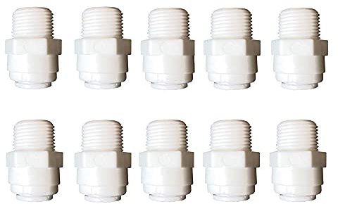 YZM 3/8 Male NPT to 3/8 OD Tube Quick Connector adapter for drinking water filter RO reverse osmosis , push to connect fittings,10 pcs.
