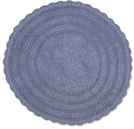 DII Crochet Collection Wende-Badematte, rund, 69,8 cm Durchmesser, Stonewash-Blau.