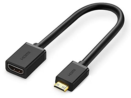 Techrum Mini HDMI Adapter Mini HDMI auf HDMI Kabel 4K@60Hz 3D Ethernet ARC kompatibel mit Raspberry Pi Zero, Canon Kamera