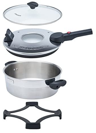 Remoska Dua Glas D52F/10-4l, 580W, Multifunktionspfanne mit Glasdeckel, Spülmaschinengeeignetes Zubehör, Allen Herdarten Auch auf Induktionsherden