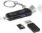 Wansurs Memory Card Reader, 5 in 1 Micro SD Card Reader for Android, USB-C & Micro USB Adapter, Card Reader for Camera, Portable & Stable