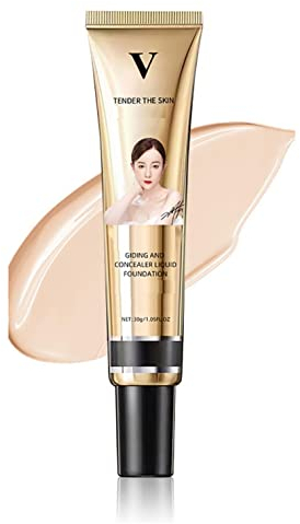 30g Flüssige Foundation | volle Deckkraft, neue Formel, makellose Make-up-Basiscreme | Concealer, matte, wasserfeste, langanhaltende, ölfreie, glatte, flüssige Foundation (01)