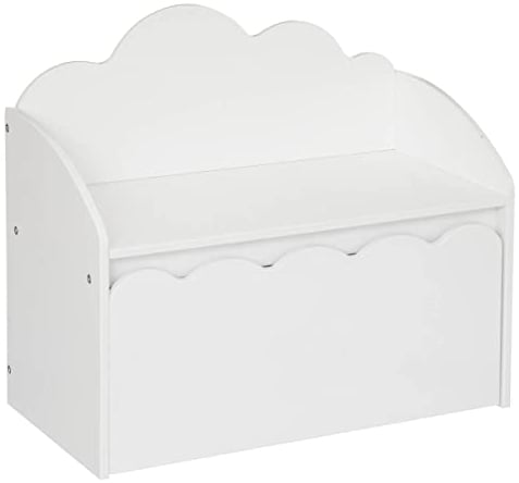Atmosphera - Banc Coffre Enfant Nuage - Bois - Blanc - 60x30 cm