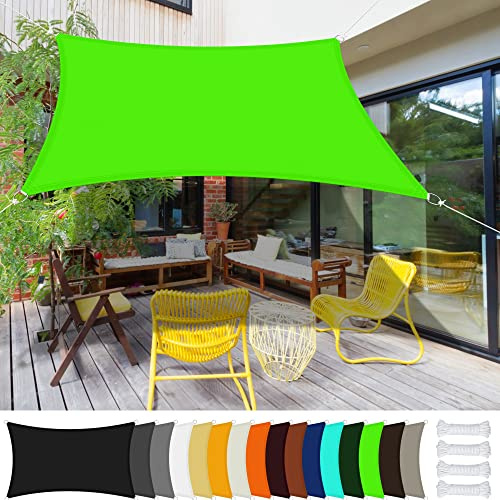 Sonnensegel Rechteckig 5 x 5 m Rechteckig Wasserdicht UV Schutz Sonnensegel Wasserdicht PES Polyester Sonnenschutz für Balkon Terrasse Garten, Zart Grün