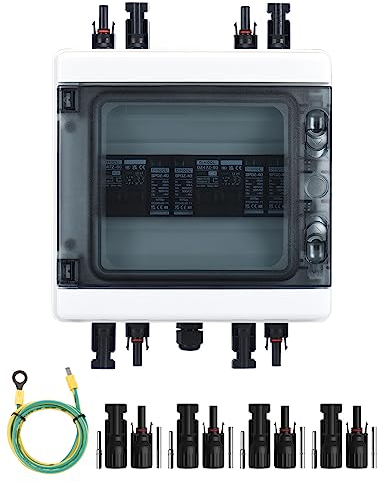 DIHOOL DC überspannungsschutz PV 2 Strings Solar Anschlusskasten für 2 Solarmodule Balkonkraftwerk, 40A 500V DC Trennschalter PV Anlage