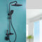 Duschset mit Armatur, Duschsystem Schwarz mit Einhebelmischer Duscharmatur, 86-120cm Verstellbare Duschstange, 30*19cmEckige Kopfbrause, Regendusche mit Armatur, Duschgarnitur Duschset für Badewanne