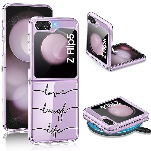 Croazhi Z Flip 5 Handyhülle für Samsung Galaxy Z Flip 5 5G Hülle, Transparente Dünn Silikon Blumen Muster, Galaxy Z Flip 5 Schutzhülle 360 Grad Bumper Bunt Stoßfest für Samsung Z Flip 5 Case (D)