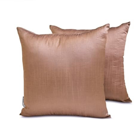 The HomeCentric Luxus Kupfer Kissen Überzüge, 2 Stück, 40 x 40 cm Kunstseide Kissen Schlicht und solide, Kissenhülle mit Solide Kissen, Modern Kissen Überzüge - Copper Luxury