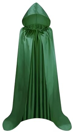 Proumhang Larga Capa con Capucha Medieval Vampiro Traje de Bruja Mujer Halloween Disfraz Carnaval Navidad Adulto Verde L