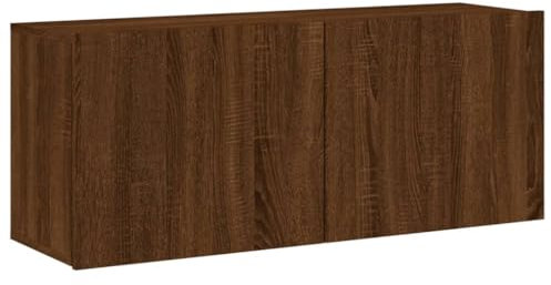 vidaXL TV Wandschrank, TV Schrank mit viel Stauraum, Wandmontage Fernsehschrank Regal, Hängeschrank TV Möbel Ständer, Modern, Braun Eiche-Optik