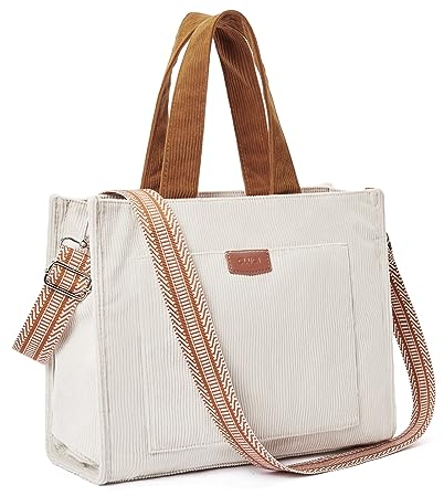 CLUCI Shopper Tasche Damen, Cord Tote Bag Tasche Damen Handtasche Gross Umhängetasche Geräumige Handtasche Schultertaschen für Arbeit Büro Reisen Einkaufen