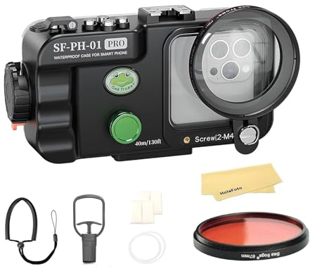 HolaFoto Seafrogs Sf-Ph-01 Pro Rotfilter Combo Wasserdichtes Gehäuse Tauchhandyhülle Für Handy Und iPhone, Objektivfenstergröße 68 Mm X 68 Mm, Innenraum 175 Mm (L) X 85 Mm (B) X 8 Mm (T)