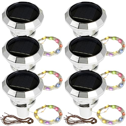 Lot de 6 guirlandes lumineuses solaires en forme de diamant pour bouteille de vin, 2 m, 20 LED, fil de cuivre, IP65, étanche, bouchon de liège, veilleuse, marche/arrêt automatique pour fête de mariage