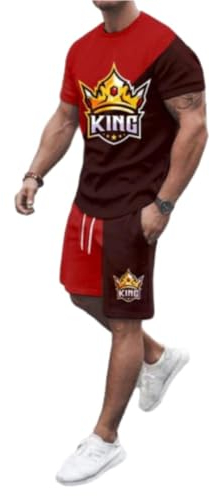 NITRY T-Shirt Set Herren Casual Mode Sportshirt Herren Klassisch All-Match Kurzarm Herren Persönlichkeit Trend Sportanzug Herren Sport Hose Herren A-09 XXL