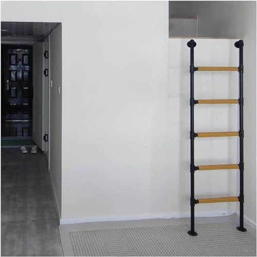 AviiSo Basement Window Well Egress Ladder, Heavy Duty Bunk Bed Ladder with Rungs Pad, Wrought Iron Attic Ladder for Safe and Comfortable Climbing(Black,79inch/6.6ft/201cm H)