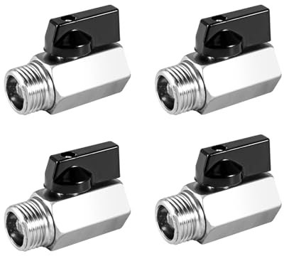 4 Stück Mini Kugelhahn 3/4 zoll - Außengewinde x Innengewinde, 3/4 AG x 3/4 IG Kohlenstoffstahl Mini Kugelhahn - Absperrhahn mit Griff - Ballonhahnschalter - Messing vernickelt (DN20)