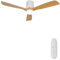 AUTODAY Holz Deckenventilator mit Beleuchtung und Fernbedienung - 132CM Deckenventilatoren für Outdoor Indoor, Leise Deckenventilator mit 24W Licht, 38W DC Motor, 6 Luftgeschwindigkeit, Dimmbar, Timer